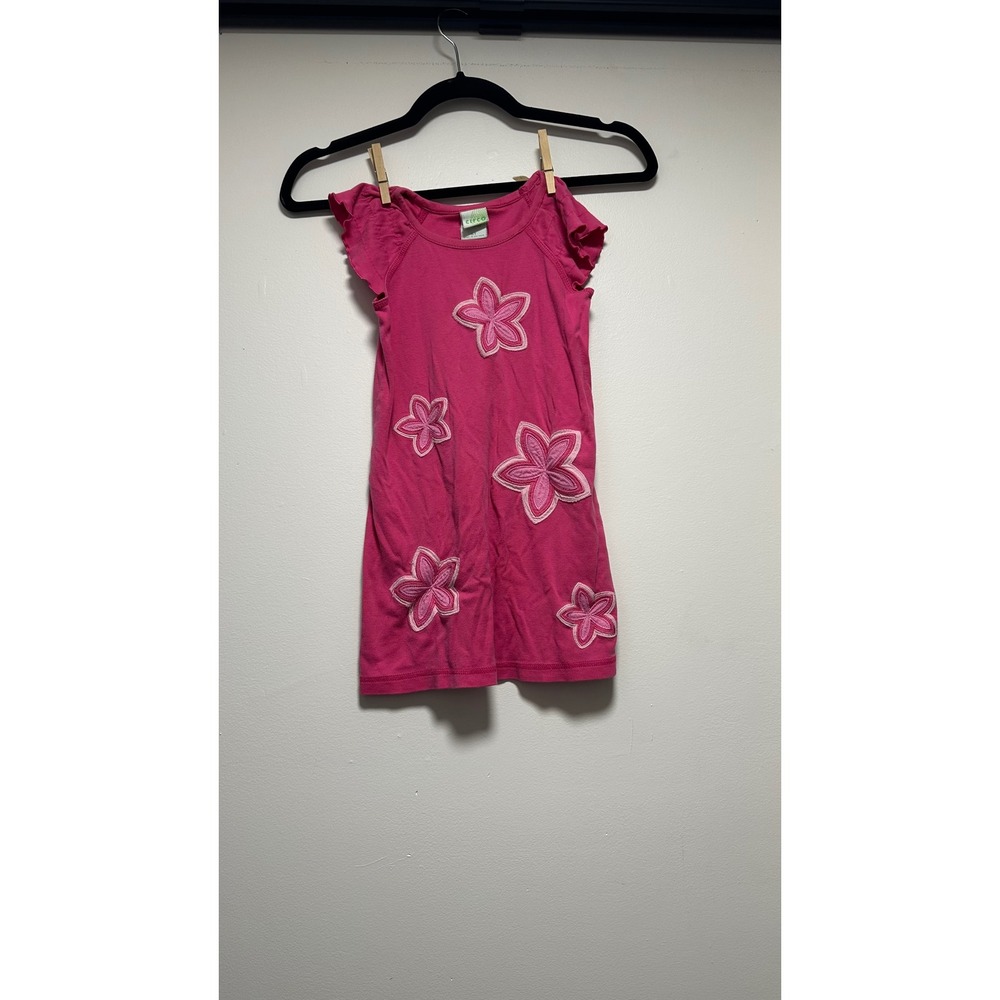Vintage Circo Girls Pink Floral Applique Flutter Sleeve T-Shirt Dress 5T